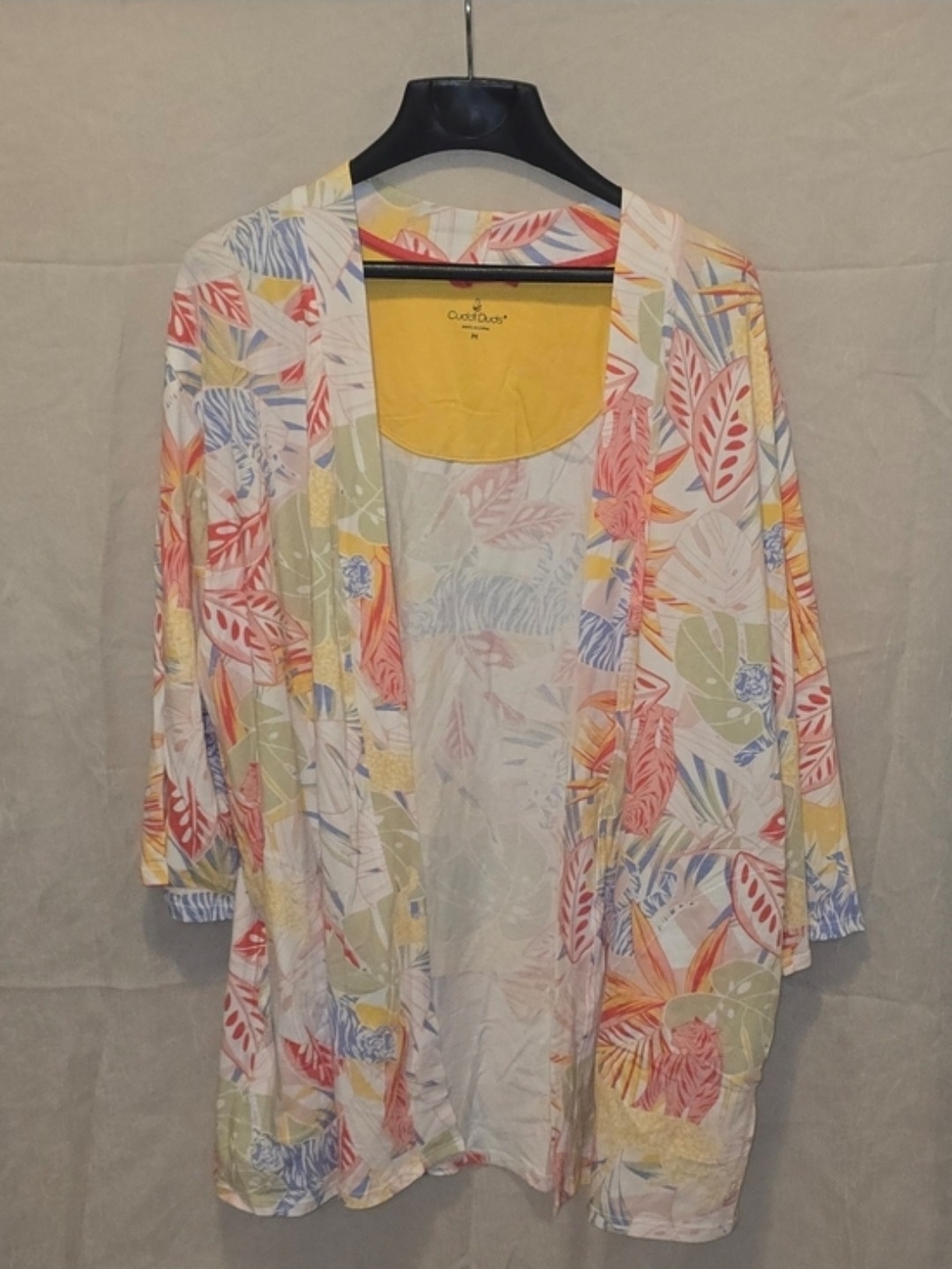 (2 For $30) Cuddl Duds Colorful Tropical Print Lightweight Cardigan